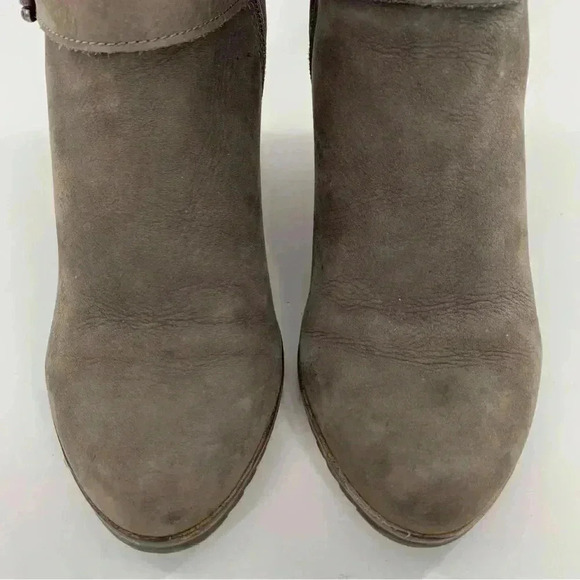 Caslon womens booties size 38 gray suede pull on belted wedge boots - Picture 2 of 14